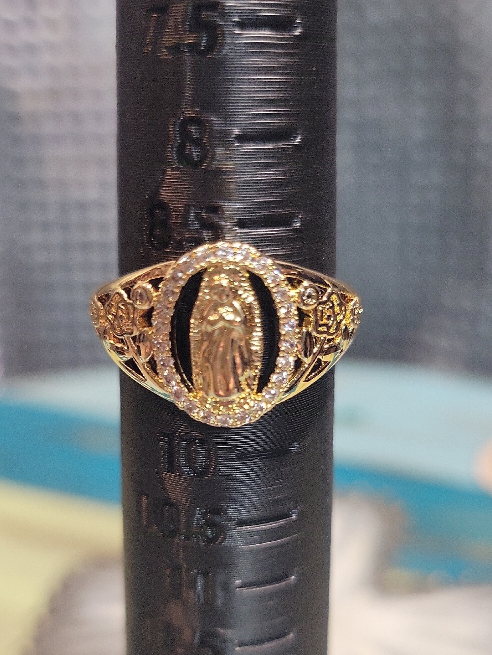 Gold Virgin Mary Halo Ring - Women's Religious Jewelry
